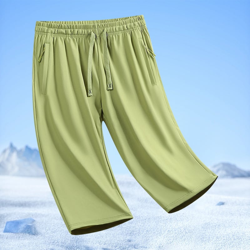 Pánske 3/4 nohavice, rýchloschnúce, voľný strih, plus veľkosť, leto, materiál ice silk
