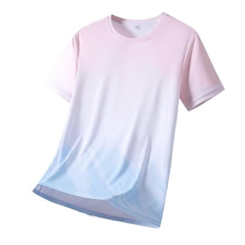 Férfi nyári hűsítő rövid ujjú T‑shirt, légáteresztő, gyorsan száradó anyagból, kényelmes és sokoldalú edzőruha gyémánt mintával