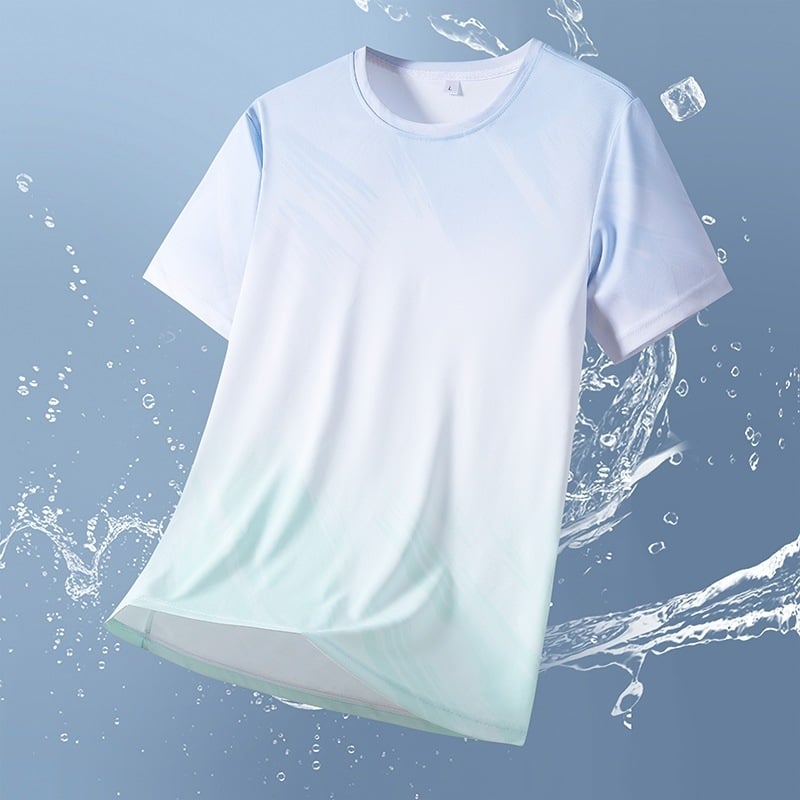 Férfi nyári hűsítő rövid ujjú T‑shirt, légáteresztő, gyorsan száradó anyagból, kényelmes és sokoldalú edzőruha gyémánt mintával