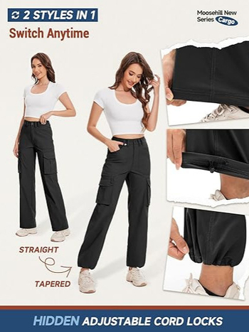 Ženske casual hlače ravnog kroja, jedne boje, opuštenog krojenja, cargo stil rada