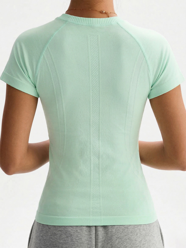 Tricou sport damă cu mânecă scurtă, uscare rapidă, croială slim, pentru alergare, yoga și pilates