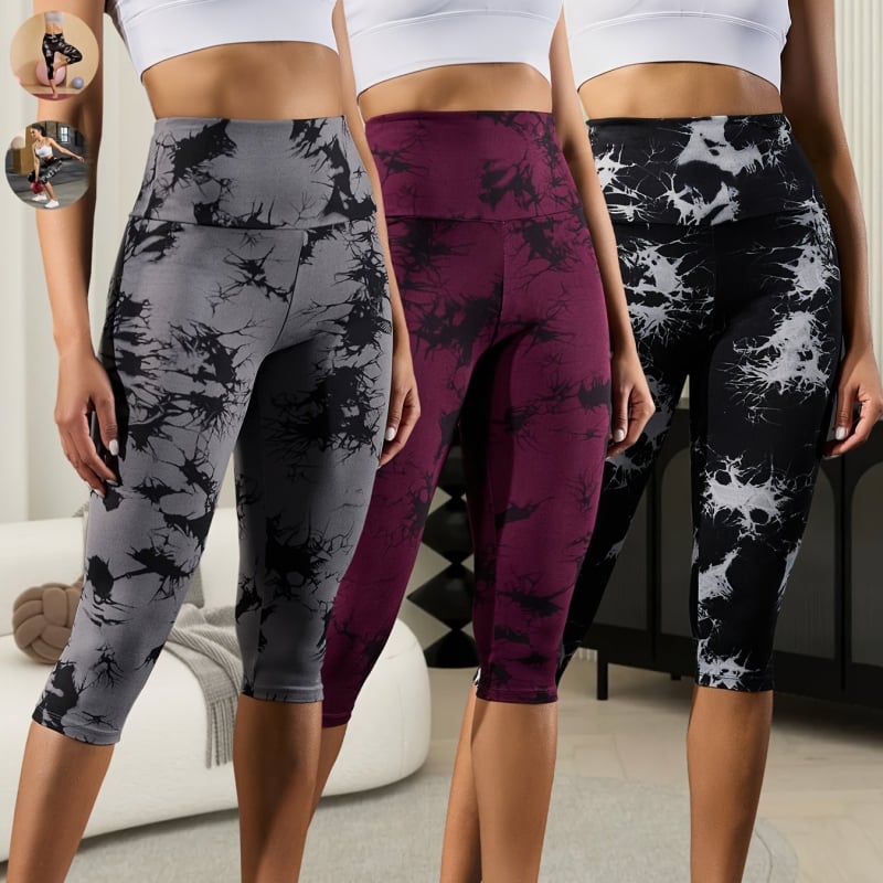 C 11274 Pantaloni de yoga talie înaltă, tie-dye