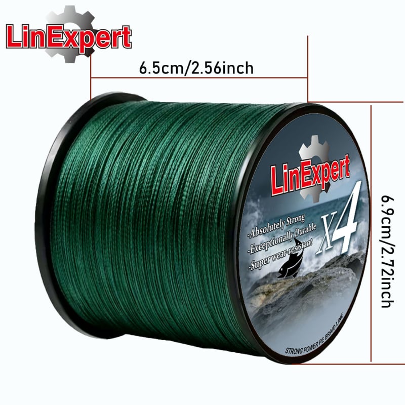 LinExpert προσαρμοζόμενη PE πλεγμένη γραμμή αλιείας, 4-νήματα, αντιμπλέξ, 300–500 m