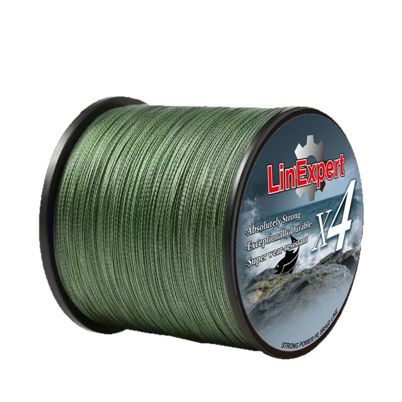 LinExpert προσαρμοζόμενη PE πλεγμένη γραμμή αλιείας, 4-νήματα, αντιμπλέξ, 300–500 m
