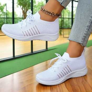 Adidași albi din plasă, respirabili pentru femei, pantofi casual de plimbare 2026 primăvară-vară