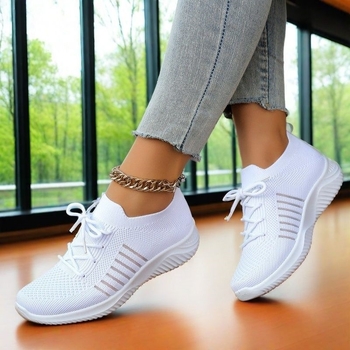 Adidași albi din plasă, respirabili pentru femei, pantofi casual de plimbare 2026 primăvară-vară