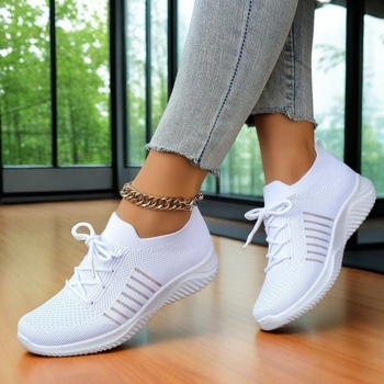 Adidași albi din plasă, respirabili pentru femei, pantofi casual de plimbare 2026 primăvară-vară