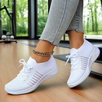 Adidași albi din plasă, respirabili pentru femei, pantofi casual de plimbare 2026 primăvară-vară