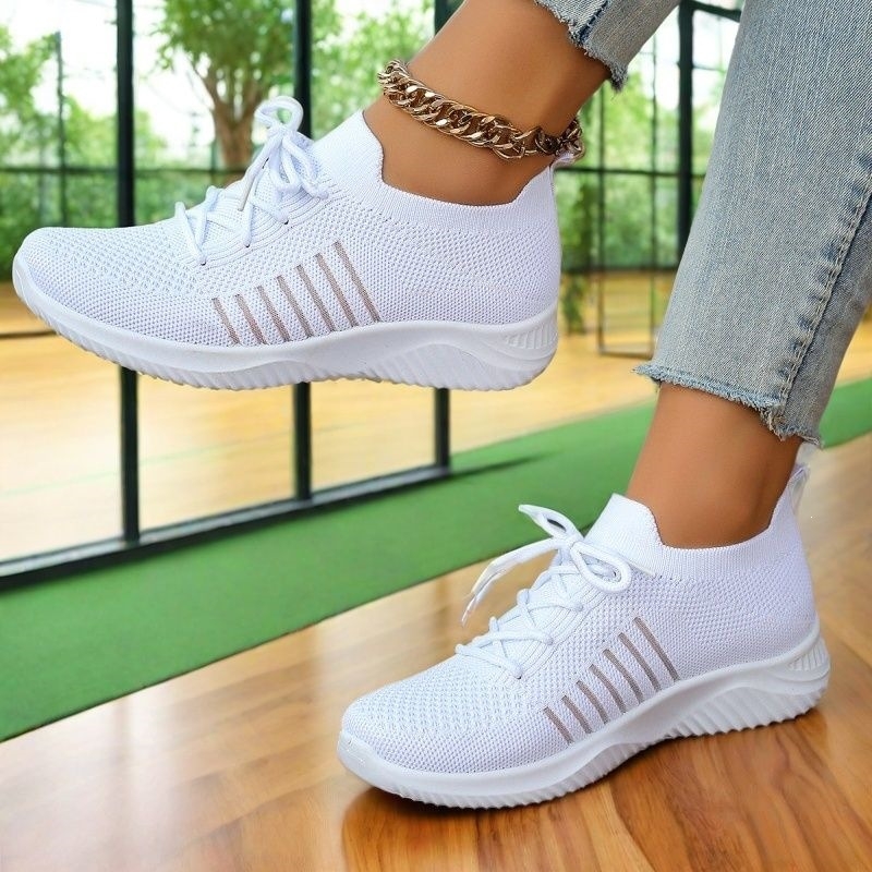 Adidași albi din plasă, respirabili pentru femei, pantofi casual de plimbare 2026 primăvară-vară