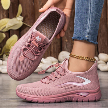 Pantofi casual pentru femei, plus size, culoare solidă, pantofi sport de exterior, flywoven