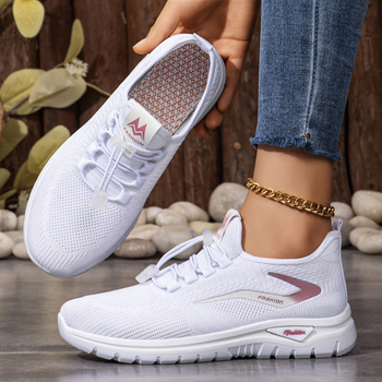 Pantofi casual pentru femei, plus size, culoare solidă, pantofi sport de exterior, flywoven