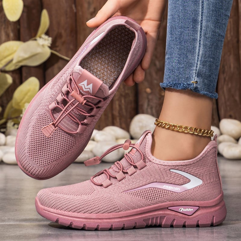 Pantofi casual pentru femei, plus size, culoare solidă, pantofi sport de exterior, flywoven
