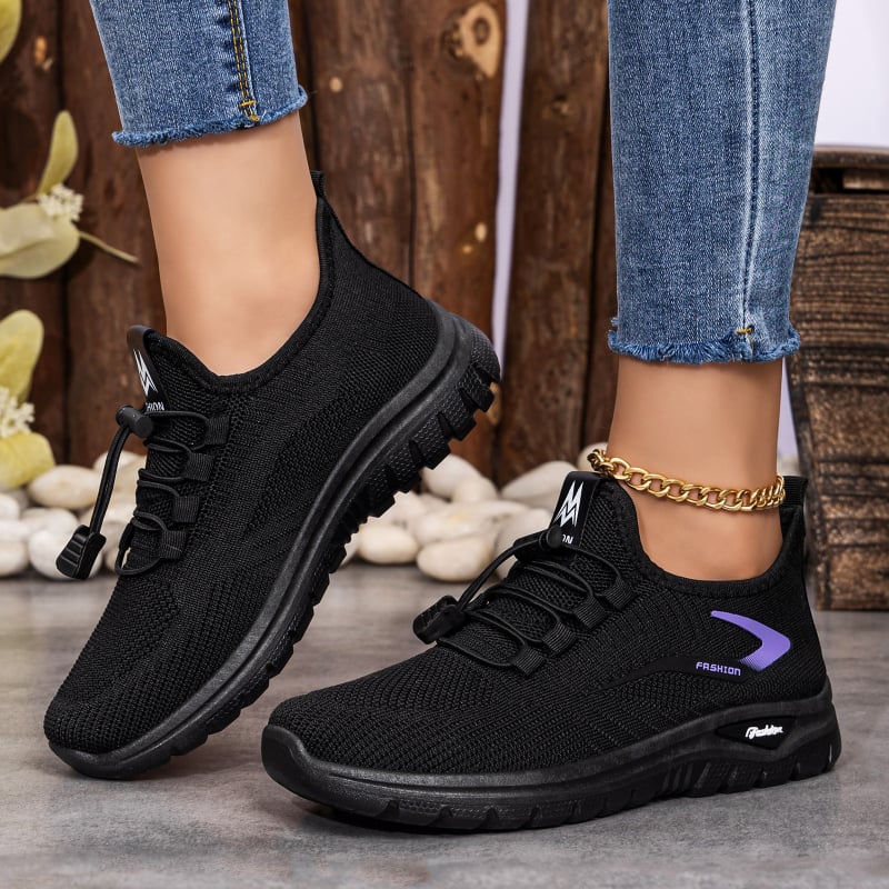 Pantofi casual pentru femei, plus size, culoare solidă, pantofi sport de exterior, flywoven