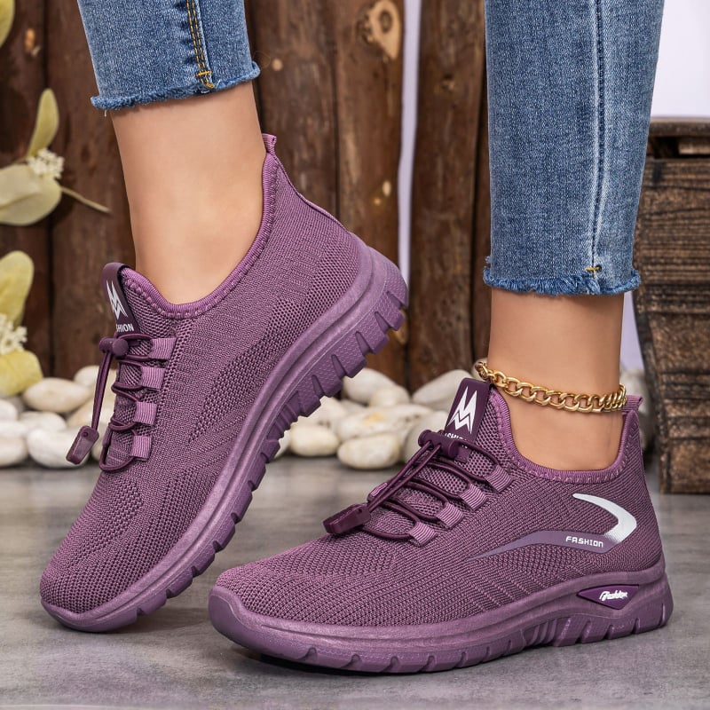 Pantofi casual pentru femei, plus size, culoare solidă, pantofi sport de exterior, flywoven