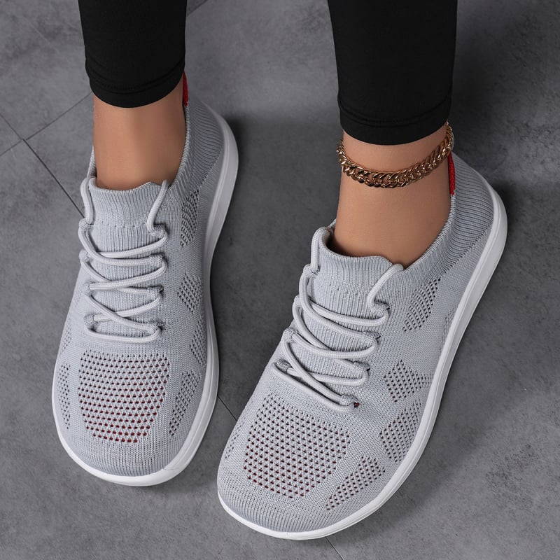 Pantofi de alergare femei, plasă Fly-Knit respirabilă, talpă plată, ușori