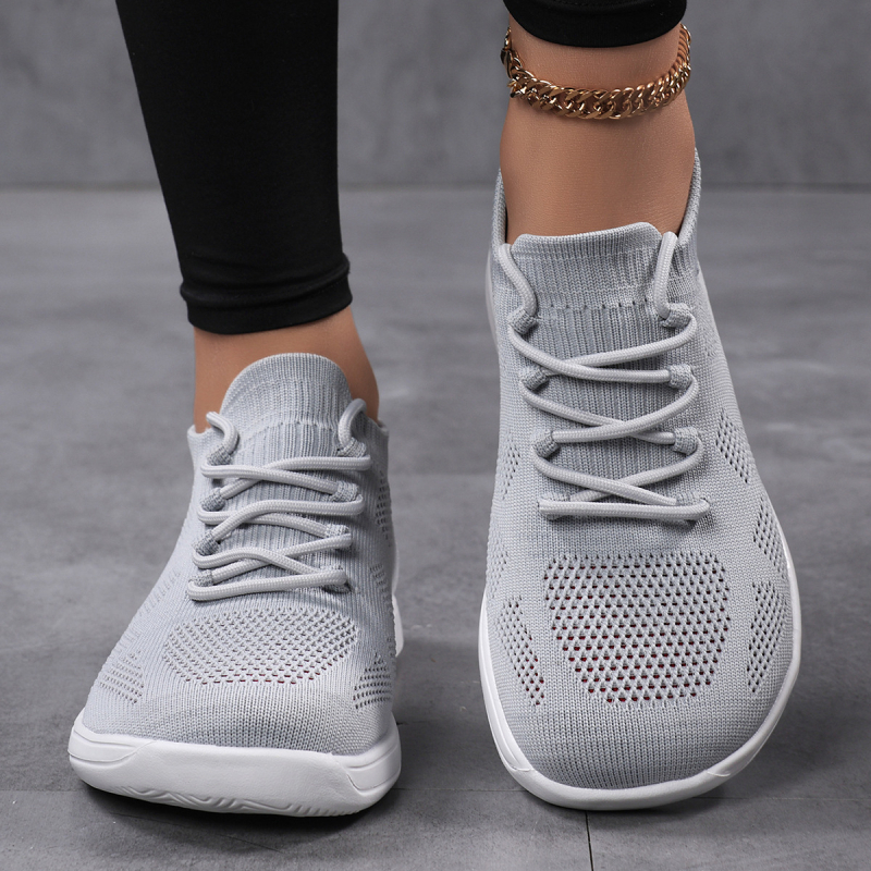Pantofi de alergare femei, plasă Fly-Knit respirabilă, talpă plată, ușori