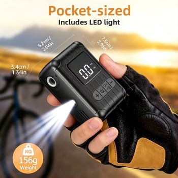Hordozható mini brushless elektromos kerékpárpumpa intelligens nyomás-szabályozással országúti és terepkerékpározáshoz