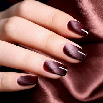 Cat Eye set noktiju, nepravilne srednje duge duljine, suptilan sjaj, 24 uklonjiva nokta