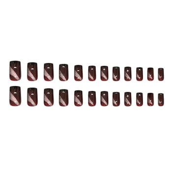 Cat Eye set noktiju, nepravilne srednje duge duljine, suptilan sjaj, 24 uklonjiva nokta
