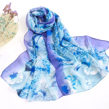 Női chiffon sál virágos mintával, koreai stílus, UV védelem, 50 cm széles