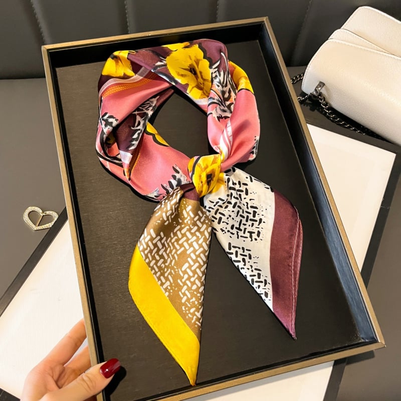 70×70 cm poliészter négyszögletes sál nőknek, tavaszi divat kiegészítő, könnyű és sokoldalú nyak Kendő