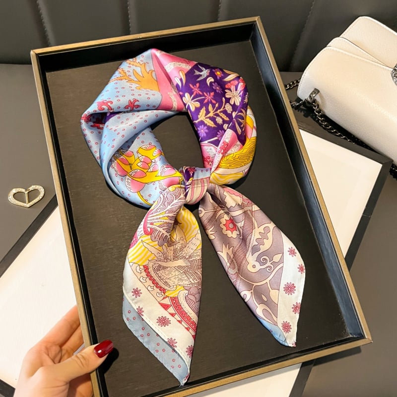 70×70 cm poliészter négyszögletes sál nőknek, tavaszi divat kiegészítő, könnyű és sokoldalú nyak Kendő