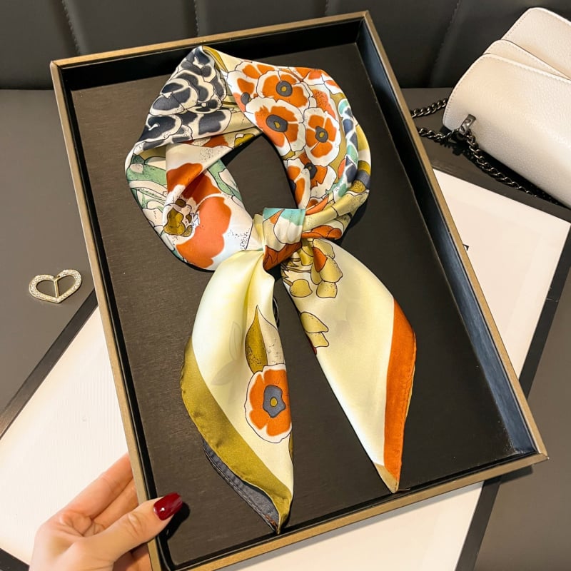 70×70 cm poliészter négyszögletes sál nőknek, tavaszi divat kiegészítő, könnyű és sokoldalú nyak Kendő