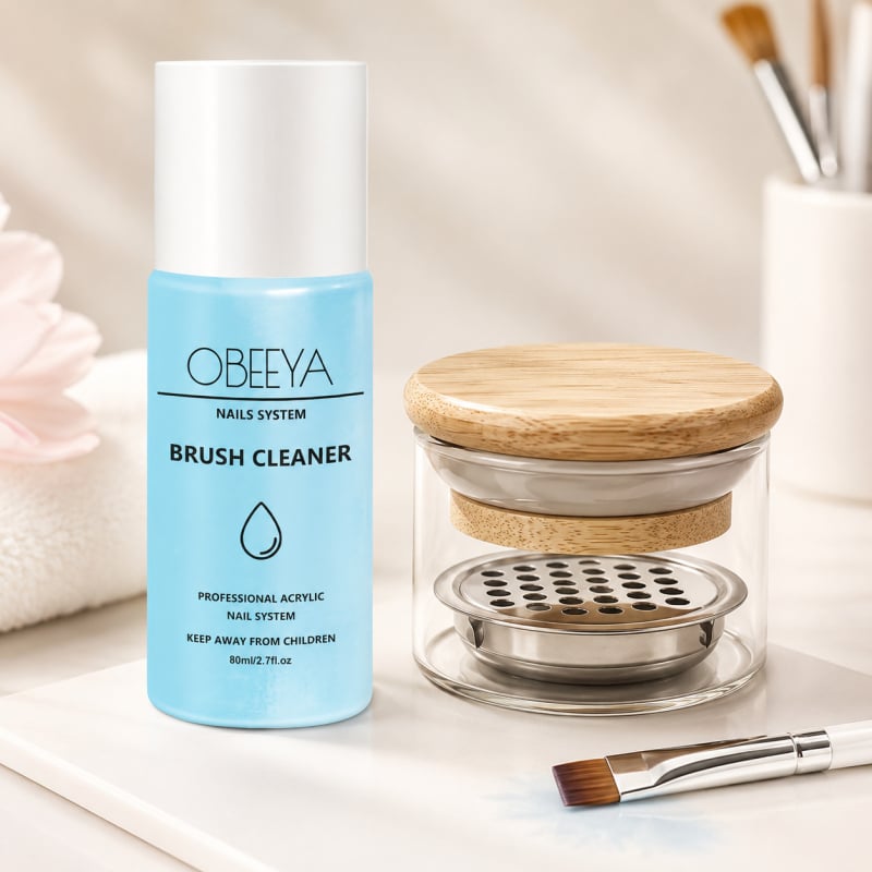 Apă de curățare pentru pensule de unghii acrilice sau gel de manichiură, 2.7 oz + pahar de curățare pentru glitter-ul unghiilor – protecție pentru pensulă