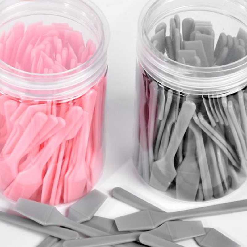 Linguriță de machiaj din plastic, 62 mm, spatulă mică pentru dozare, cupă pentru creme și unguente, linguriță pentru cremă de ochi, 100 buc.
