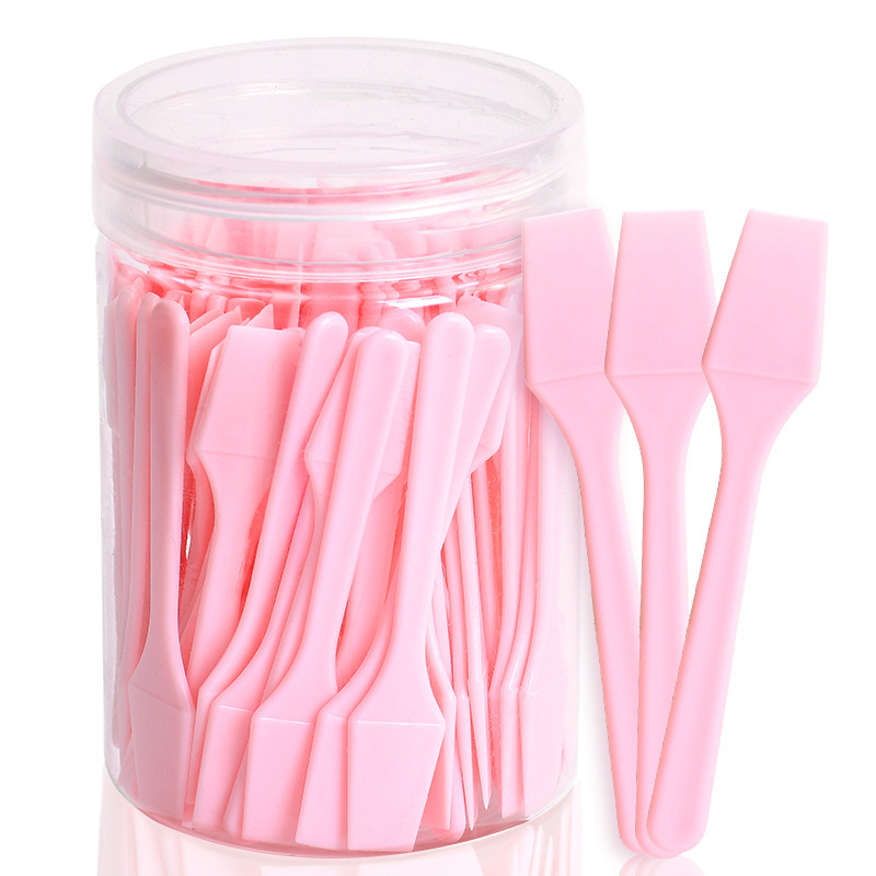 Linguriță de machiaj din plastic, 62 mm, spatulă mică pentru dozare, cupă pentru creme și unguente, linguriță pentru cremă de ochi, 100 buc.