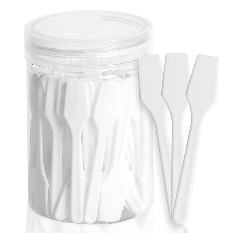 Linguriță de machiaj din plastic, 62 mm, spatulă mică pentru dozare, cupă pentru creme și unguente, linguriță pentru cremă de ochi, 100 buc.