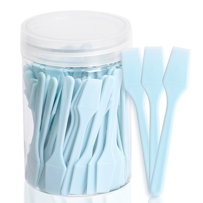 Linguriță de machiaj din plastic, 62 mm, spatulă mică pentru dozare, cupă pentru creme și unguente, linguriță pentru cremă de ochi, 100 buc.