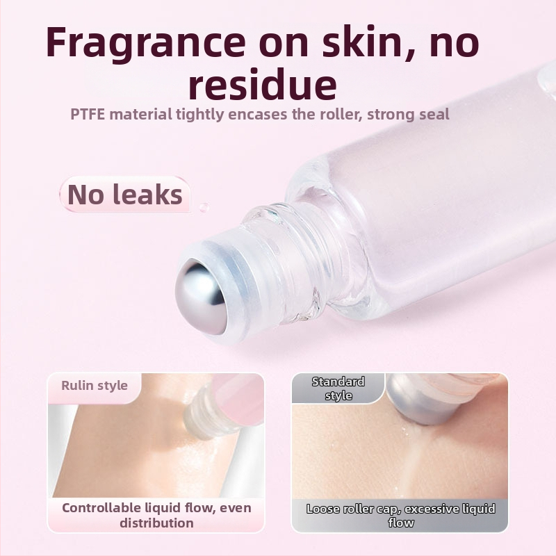 Priehľadná roll-on fľaštička s ružovozlatým uzáverom, objem 1 ml/2 ml/3 ml, na éterické oleje a parfum.