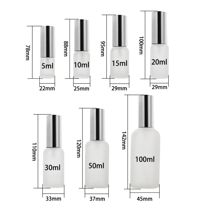 Матово стъклено шише за етерично масло, 5–100 ml, пръскалка, пробник парфюм