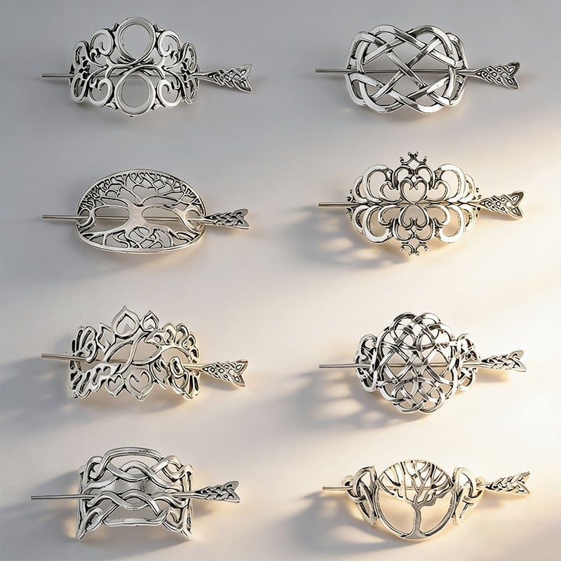 Agrafă pentru păr cu Arborele Vieții – stil nordic vintage, design geometric din aliaj