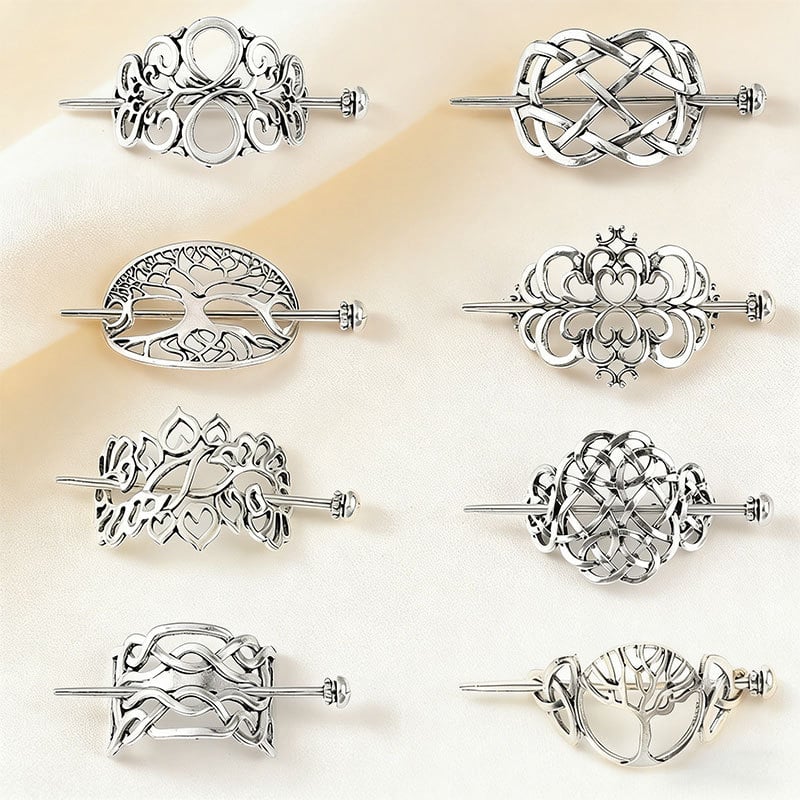 Nordijski vintage ukosnica za kosu s motivom Stabla života – Vikingo-keltski stil, geometrijski dizajn od legure