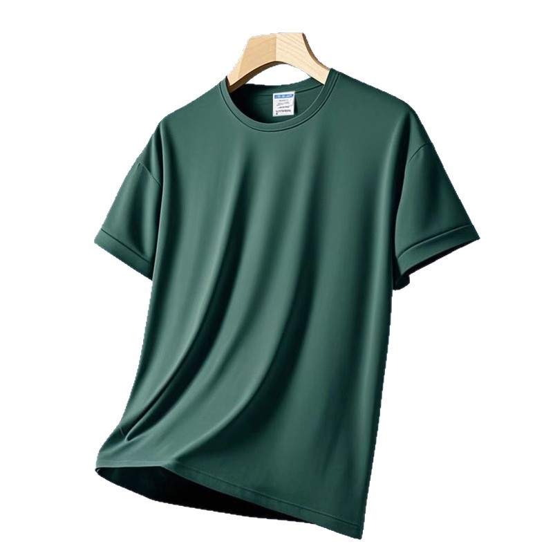 Ανδρική κοντομάνικη T‑shirt με στρογγυλό λαιμό, γρήγορο στέγνωμα, διαπνέουσα, μονόχρωμη, χαλαρή εφαρμογή, με λογότυπο