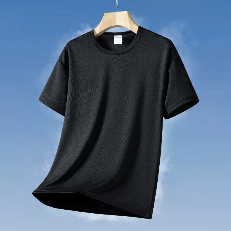 Ανδρική κοντομάνικη T‑shirt με στρογγυλό λαιμό, γρήγορο στέγνωμα, διαπνέουσα, μονόχρωμη, χαλαρή εφαρμογή, με λογότυπο