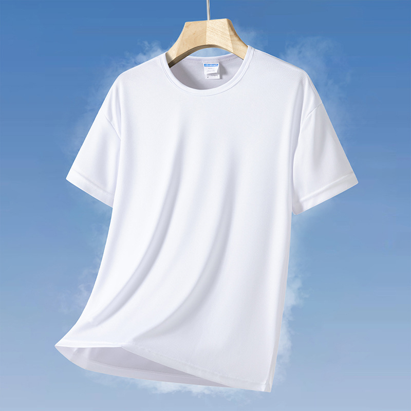 Ανδρική κοντομάνικη T‑shirt με στρογγυλό λαιμό, γρήγορο στέγνωμα, διαπνέουσα, μονόχρωμη, χαλαρή εφαρμογή, με λογότυπο