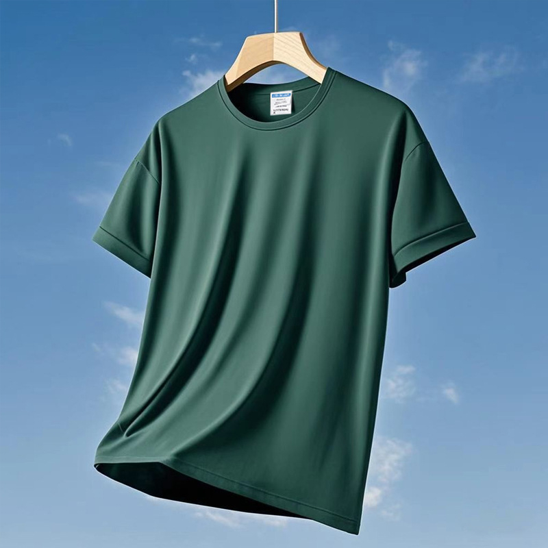 Ανδρική κοντομάνικη T‑shirt με στρογγυλό λαιμό, γρήγορο στέγνωμα, διαπνέουσα, μονόχρωμη, χαλαρή εφαρμογή, με λογότυπο