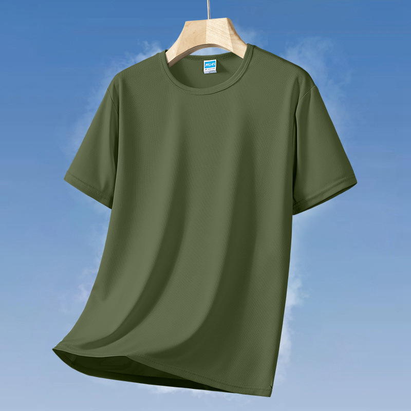 Ανδρική κοντομάνικη T‑shirt με στρογγυλό λαιμό, γρήγορο στέγνωμα, διαπνέουσα, μονόχρωμη, χαλαρή εφαρμογή, με λογότυπο