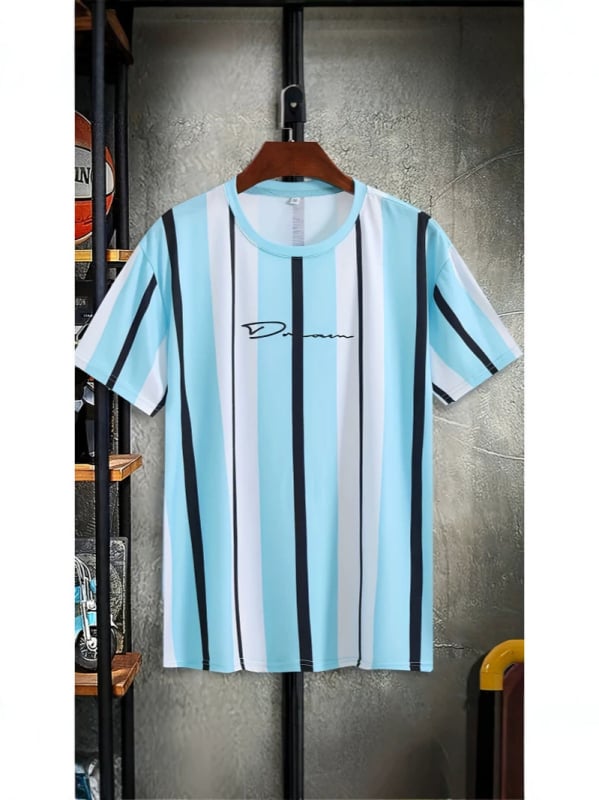 Ανδρική καλοκαιρινή T‑shirt με στρογυλή λαιμόκοψη, 3D ψηφιακή εκτύπωση, κοντά μανίκια, αναπνεύσιμο πολυεστέρας