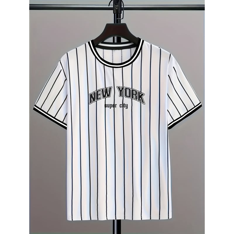 Ανδρική καλοκαιρινή T‑shirt με στρογυλή λαιμόκοψη, 3D ψηφιακή εκτύπωση, κοντά μανίκια, αναπνεύσιμο πολυεστέρας