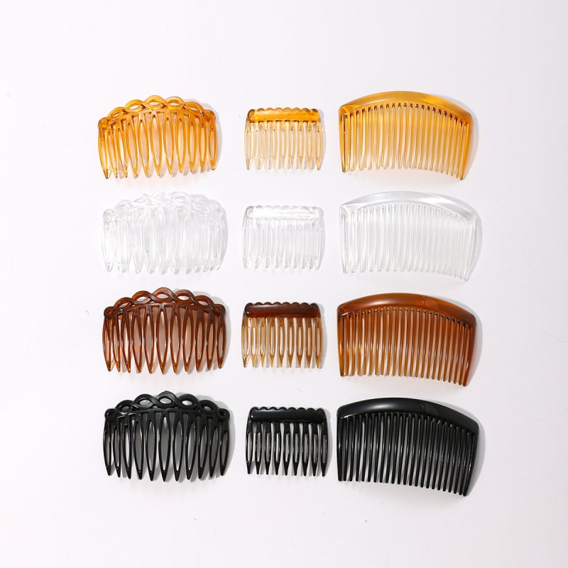 Retro plastični češljevi za kosu, set od 12 komada, sa češljem od 9, 11 i 23 zuba, u 3 stila i 4 boje