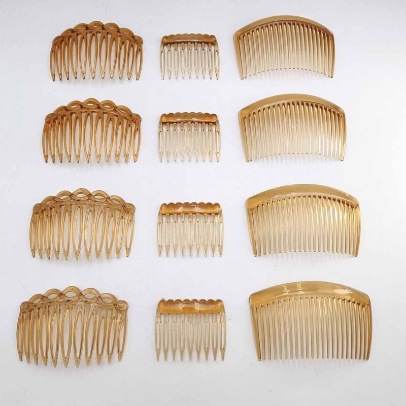 Retro plastični češljevi za kosu, set od 12 komada, sa češljem od 9, 11 i 23 zuba, u 3 stila i 4 boje