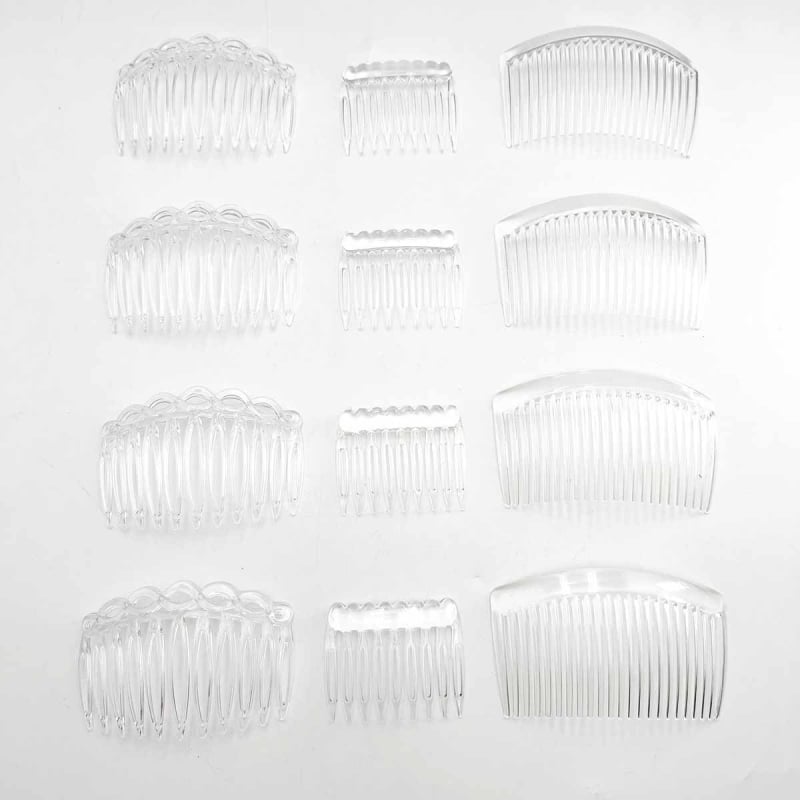 Retro plastični češljevi za kosu, set od 12 komada, sa češljem od 9, 11 i 23 zuba, u 3 stila i 4 boje