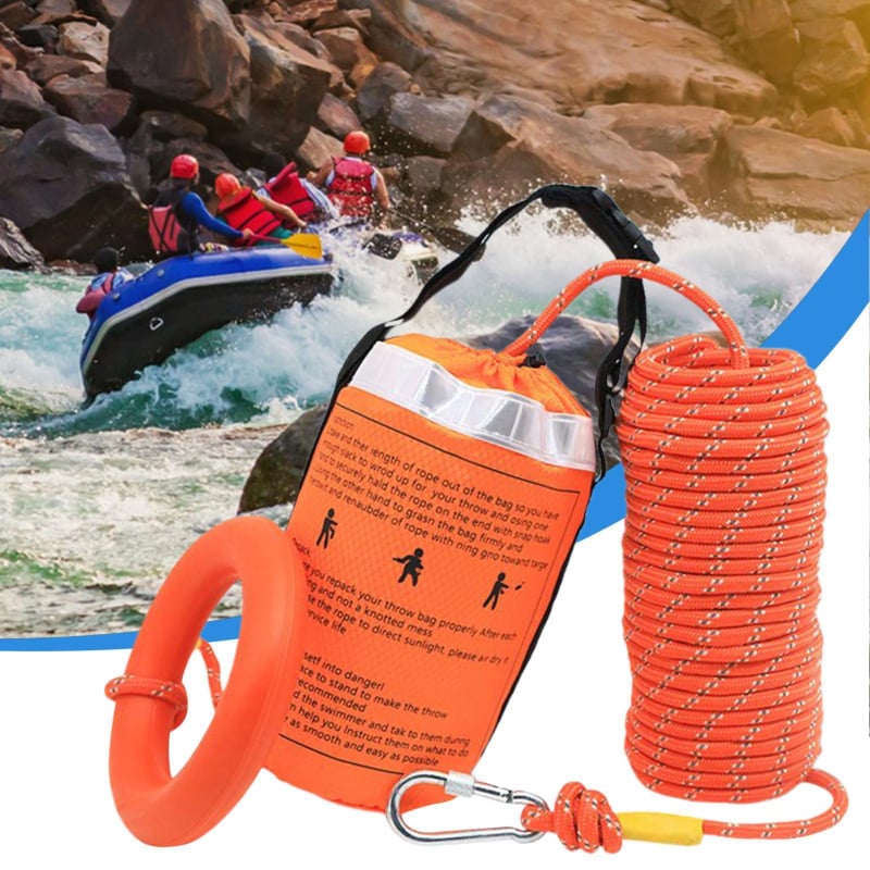 Geantă de aruncare pentru salvare, portabilă, cu funie din nylon de 8 mm, 15 m, plutitoare, pentru caiac și activități în aer liber