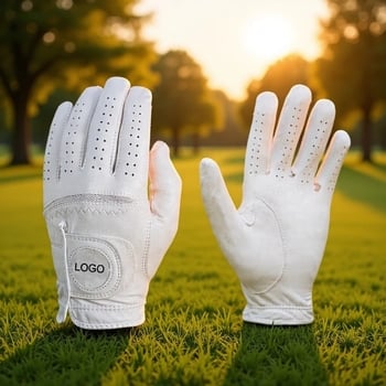 Fehér báránybőr golf kesztyűk, légáteresztőek és kényelmesek