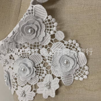 Guler detașabil cu broderie solubilă în apă, guler decorativ pentru cămăși și pulovere pentru toamnă și iarnă