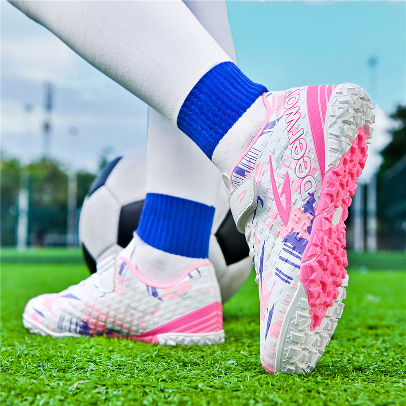 Unisex futbalové topánky na umelú trávu s dlhými ostňami, syntetická koža, tréningová obuv